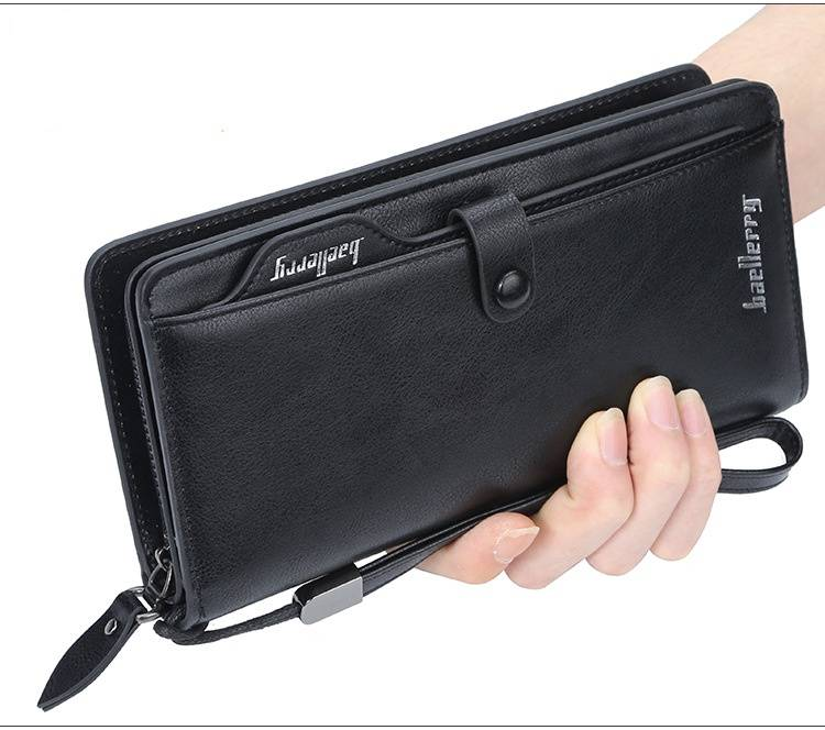 Retro European and American men's long wallet multi-function mobile phone bag high-end handbag_voghion.com