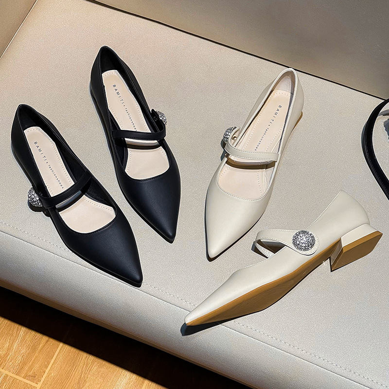 Damenmode kleiner Duft Französisch spitze klobige Schuhe_voghion.com