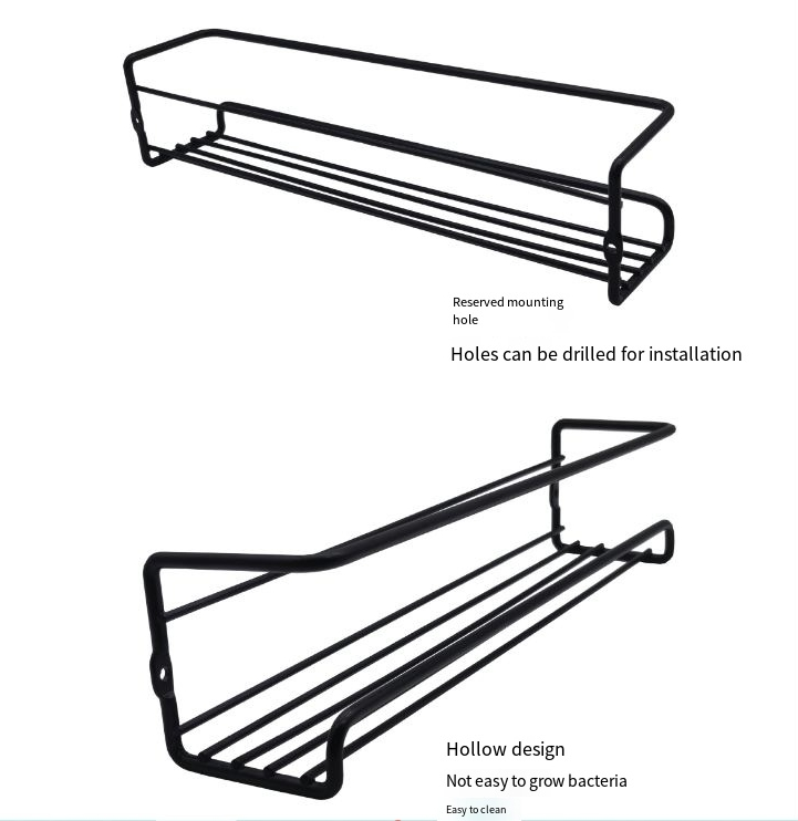 Mensola da cucina in metallo senza perforazioni Semplice scaffale da appendere alla parete per conservare le spezie e i condimenti per la casa Scaffale di scarico per riporre le spezie_voghion.com