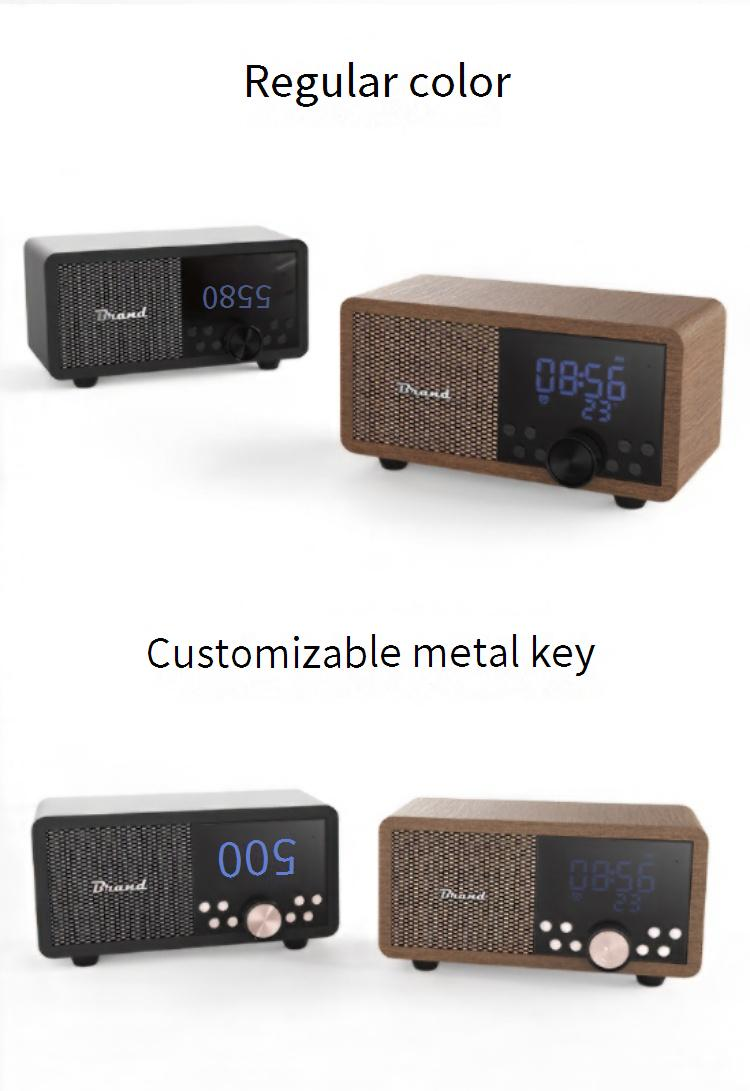 Home Garden New FM-Radio Wireless Holz Bluetooth Lautsprecher Subwoofer Kleine Lautsprecher Uhr Karte Retro Bluetooth Lautsprecher_voghion.com