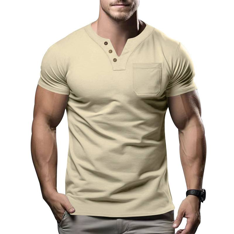 Heißer Sommer Neue männer Casual T-shirt V-ausschnitt Mode Schlanke männer Kurzarm Top_voghion.com