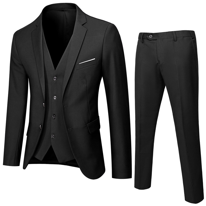 Herre tredelt forretningsdress - Profesjonell formell bryllupsdress for brudgom og forlover - Sommer slim fit_voghion.com