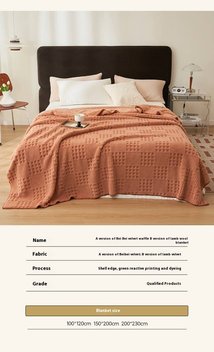 Coperta in pile per neonati a nido d'ape di classe A - Coperta spessa e morbida in velluto di latte per letto, divano (multiuso, ultra-accogliente, lavabile in lavatrice)_voghion.com
