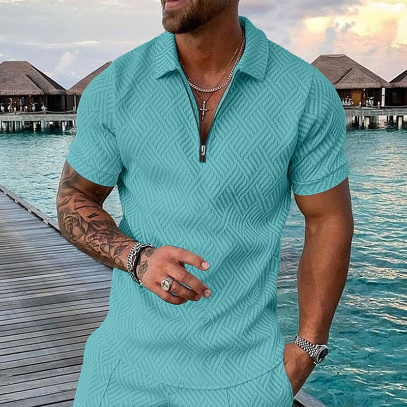 Neues Sommer-T-Shirt für Herren mit lässigem Revers, gewöhnliches, lässiges, einfarbiges 3D-gedrucktes Sommer-T-Shirt_voghion.com