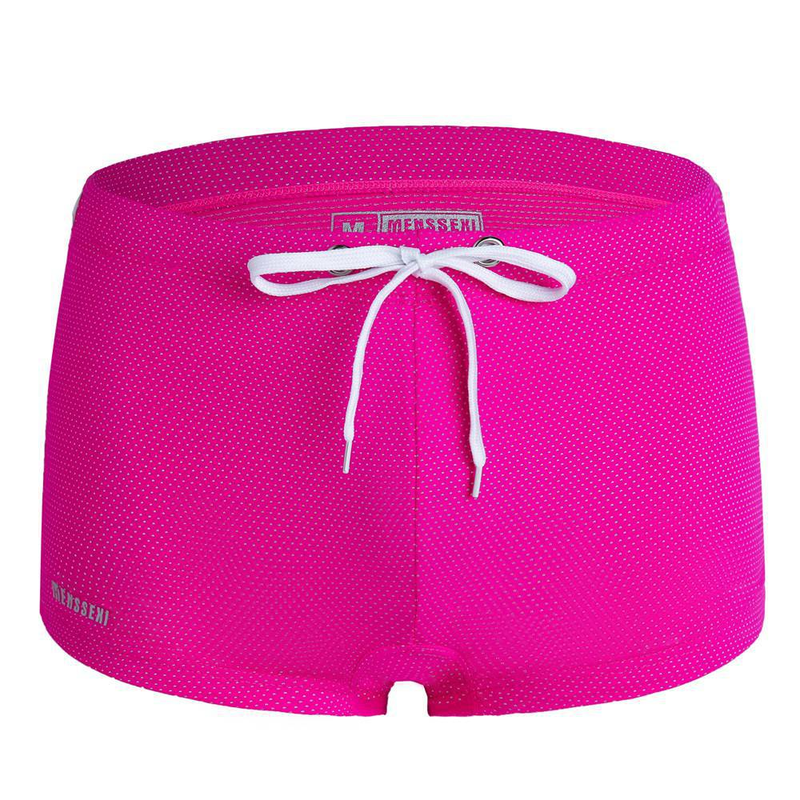 Men's Flat-angle Swimming Trunks, Low-waist Nylon Beach Trunks, Hot Spring Swimming Trunks, Lace-up, Summer_voghion.com