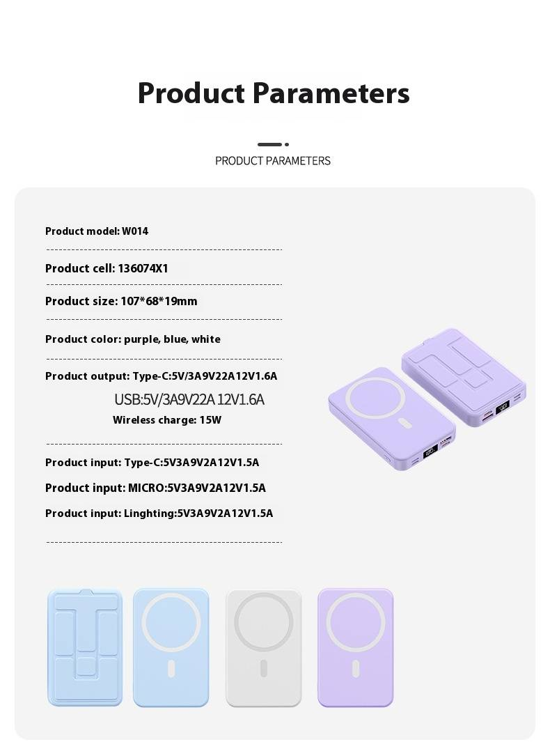 Starke magnetische kabellose Powerbank - 10000 mAh Schnellladung mit Ständer und Clip für das iPhone_voghion.com