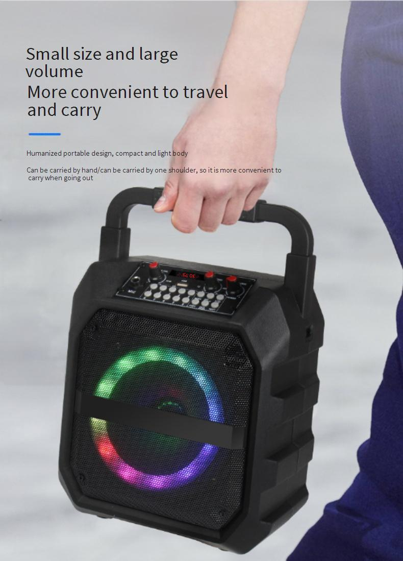 Portable Speakers With Sound Card Effect Outdoor Karaoke Microphone Integrated Bluetooth Speaker_voghion.com