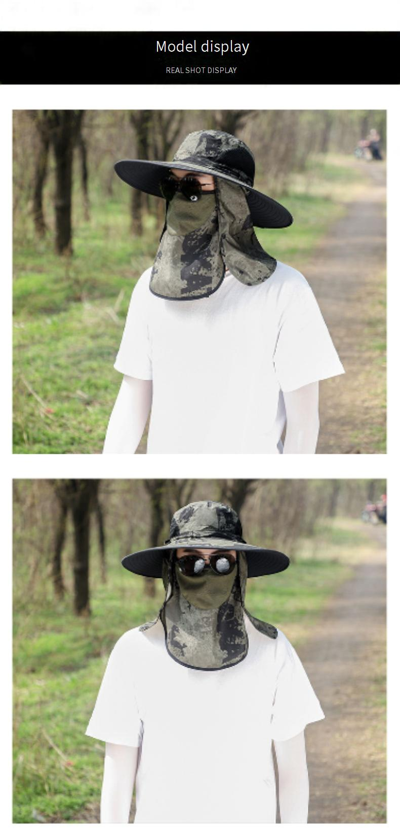 Unisex Outdoor Sun Hat With Face Cover - UPF 50+ UV Protection & Quick-Dry For Hiking/Fishing_voghion.com