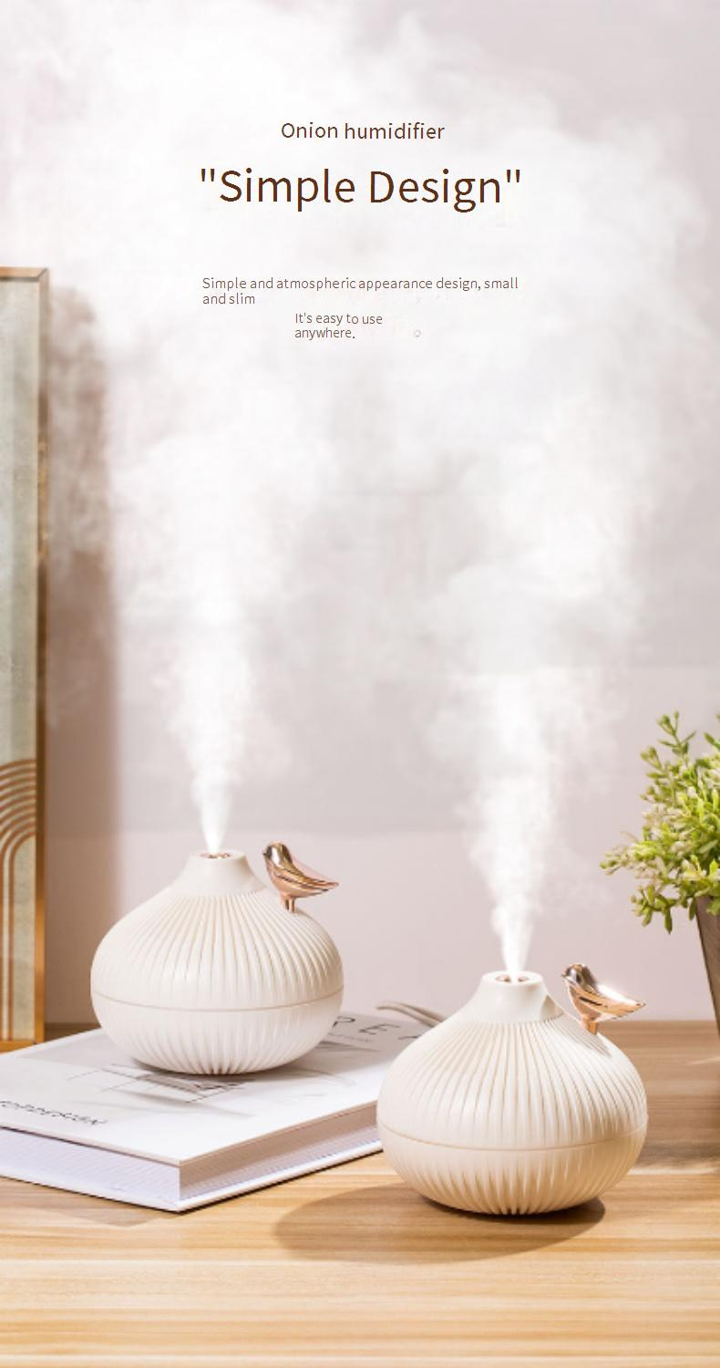 Zwiebelförmiger Luftbefeuchter für Schlafzimmer, Büro und Schreibtisch – Ultraleise, starker Nebelausstoß mit stimmungsvollem Nachtlicht und Aromatherapie-Funktion_voghion.com