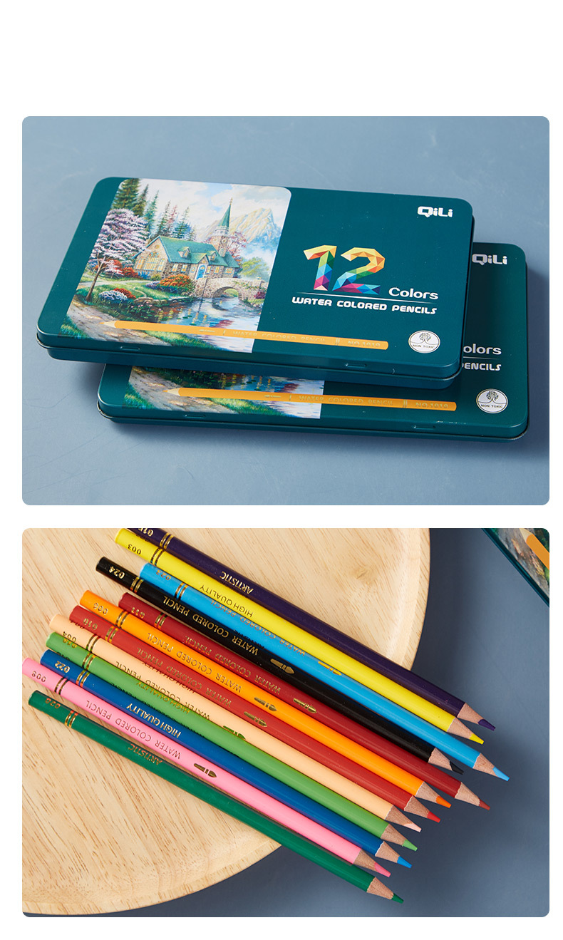 Water Soluble Colored Pencils Set Of 12 - Premium Art Supplies For Drawing, Sketching & Watercolor Techniques - Portable Metal Tin Case_voghion.com