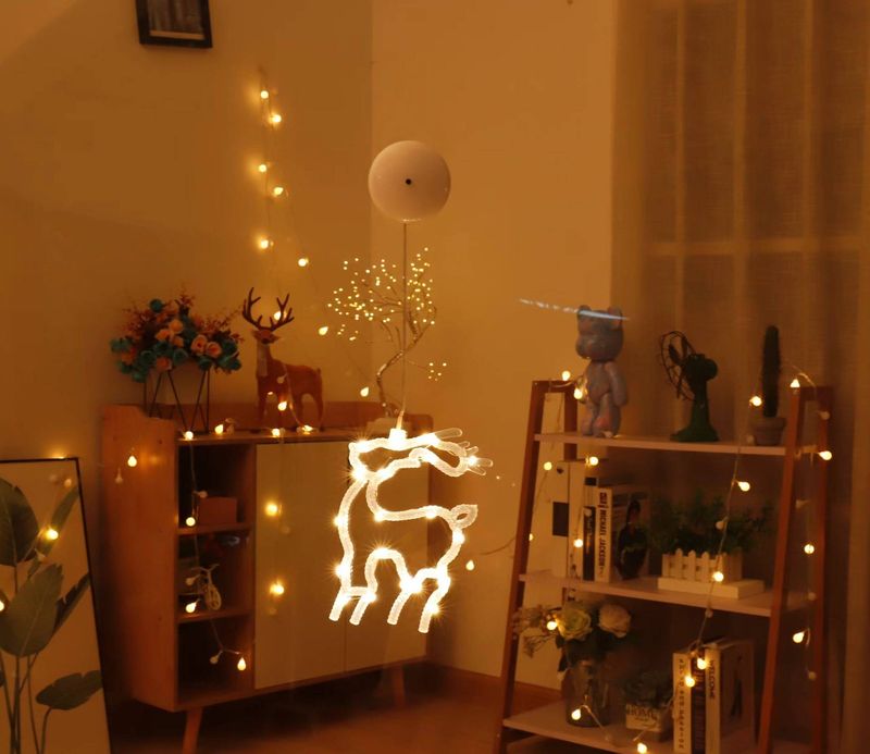 Luces LED navideñas con ventosa para ventana: decoración festiva con 8 diseños encantadores_voghion.com