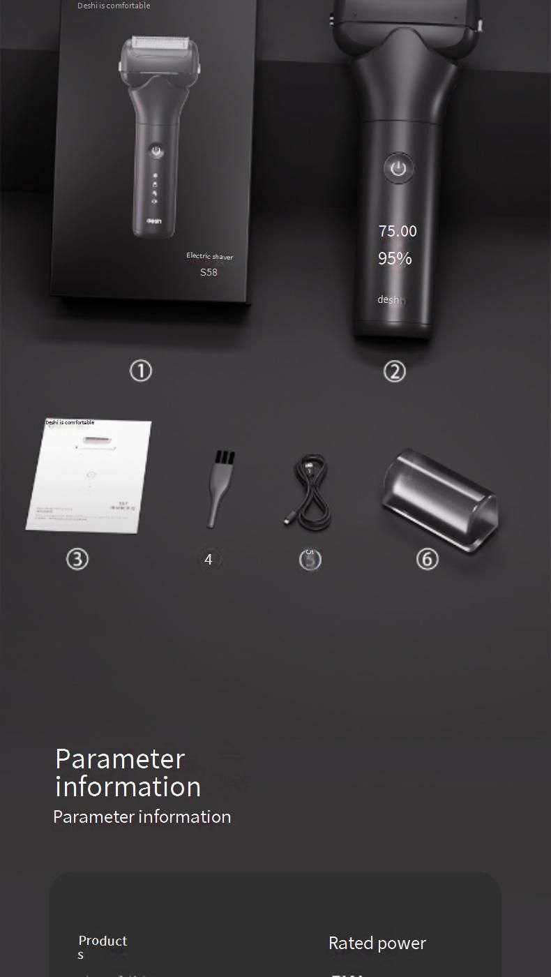 Professional Rechargeable Electric Shaver For Men With 3D Floating Heads, LED Display & Full Body Washable - Custom Color Options"_voghion.com