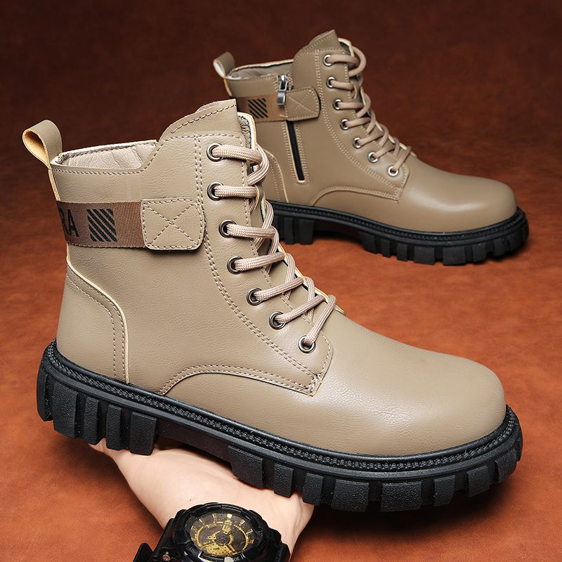 Botas de moto para hombre Trend Leather Martin Fashion versátiles_voghion.com