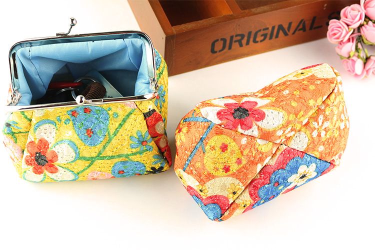 Portamonete in tessuto ricamato Portamonete creativo piccolo portafoglio portamonete tenuto in mano bocca pacchetto materiale dorato borsa per chiavi all'ingrosso_voghion.com