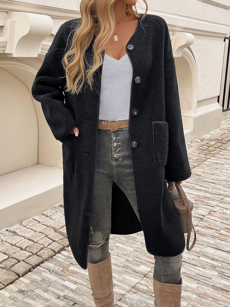 Abbigliamento donna 2024 autunno e inverno casual cardigan bottone tasca giacca a vento_voghion.com