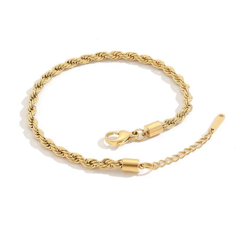Nuova catena intrecciata in acciaio al titanio 14k, moda per donna, anello per gamba placcato oro, cavigliera resistente allo sbiadimento_voghion.com