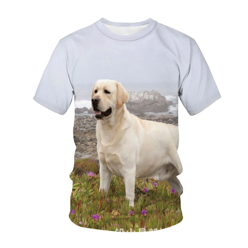 Maglietta girocollo casual con stampa 3D a forma di cane, da uomo, estiva, a maniche corte_voghion.com