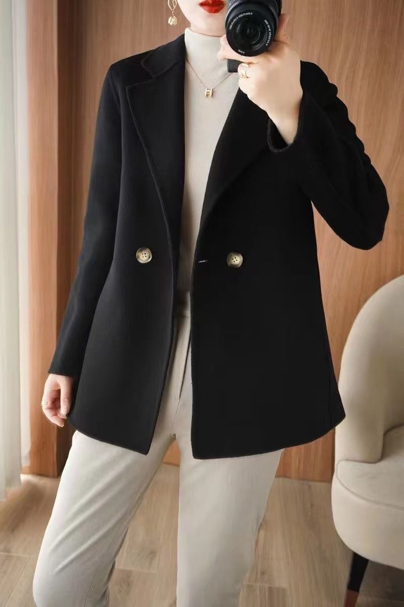 Trench da donna slim fit in misto lana con fodera in pile - Elegante giacca invernale di media lunghezza per taglie da piccole a forti (caffè/nero, taglie dalla L alla XXXXL)_voghion.com