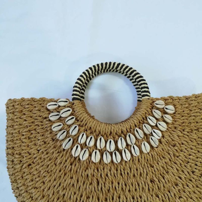 Women's Bags New Semi Circular Woven Straw Bag, Beach Bag, Cute Women's Bag, Shell Bag_voghion.com