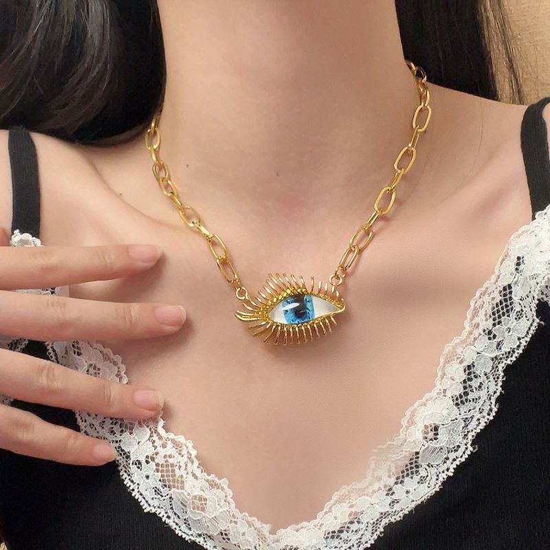 Nische Einzigartiges Design Sinn 3D Auge Wimpern Halskette Kubanischen Einfache Elegante Schlüsselbein Kette Trend_voghion.com