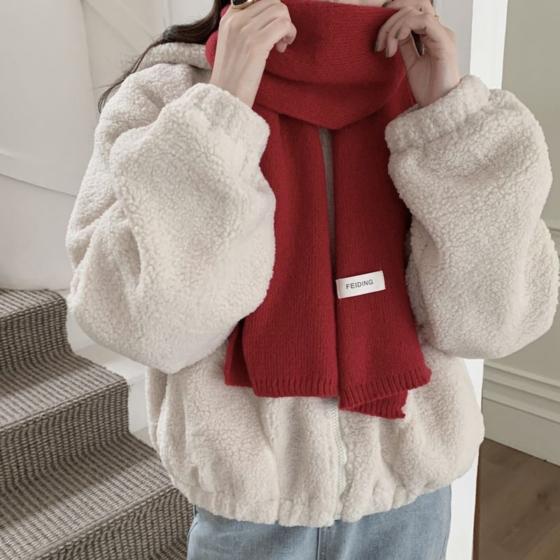 New Winter Women's Scarf Solid Color Soft Sticky Versatile Korean Couple Fashion Student Basic Knitted Warm Neck_voghion.com