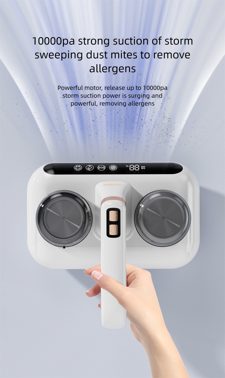 Aspirapolvere UV senza fili 2 in 1 - Aspirapolvere a forte aspirazione per la rimozione degli acari per divani letto e collettore di polvere per sterilizzazione_voghion.com