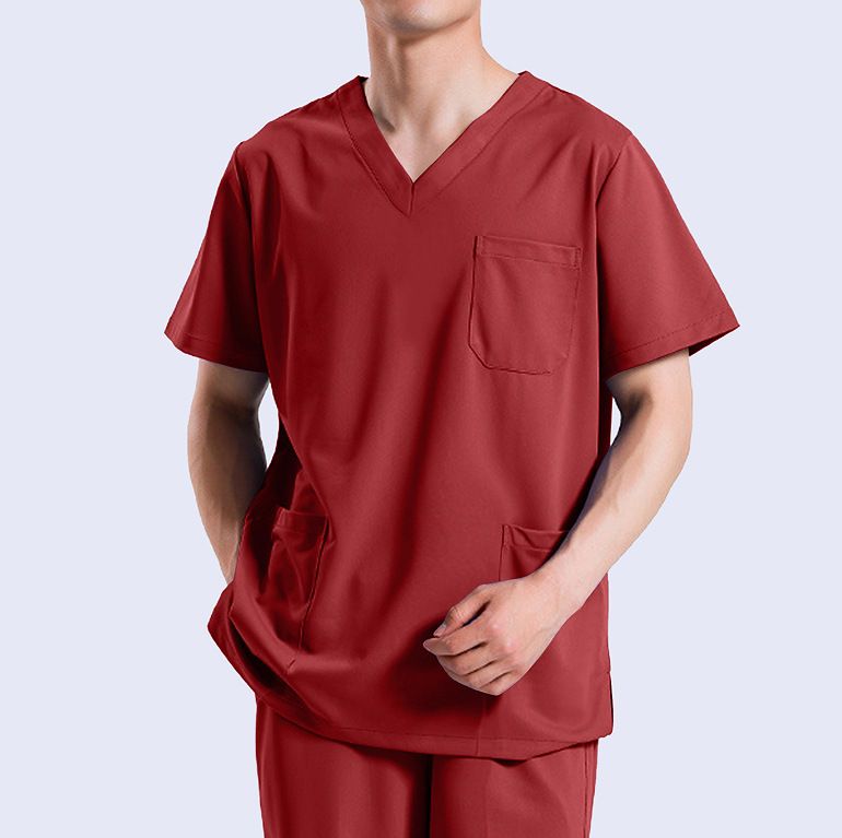 Geeignet für alle Jahreszeiten 2024 Neues einfarbiges Herren-T-Shirt mit V-Ausschnitt und Tasche_voghion.com