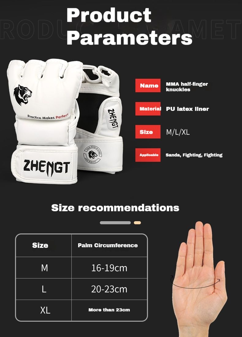 Adult Sanda Training Boxing Gloves MMA Fighting Gloves Punching Sandbag Half Finger UFC Professional Match Boxing Gloves_voghion.com