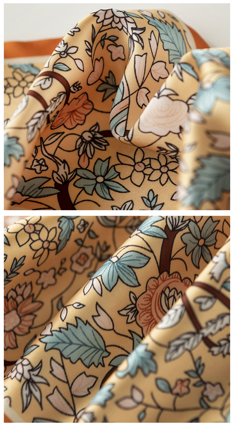 British printed simulated silk scarf, spring and summer thin elegant floral long ribbon professional scarf_voghion.com