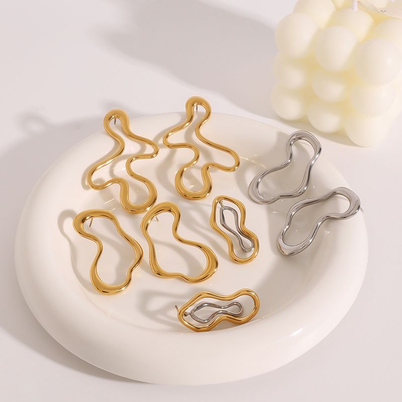 Orecchini geometrici in acciaio inossidabile da donna, orecchini leggeri e di lusso, orecchini pendenti eleganti alla moda per donna, gioielli in acciaio inossidabile_voghion.com