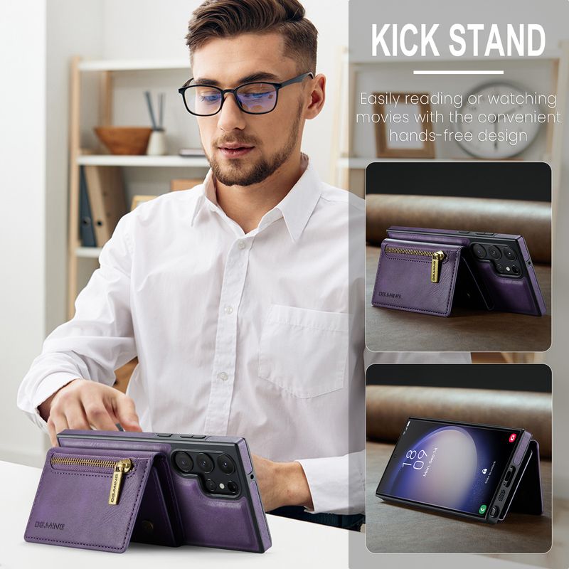 Custodia protettiva in pelle con portafoglio multi-carta antifurto con spazzola M5 per Samsung S23 Ultra._voghion.com