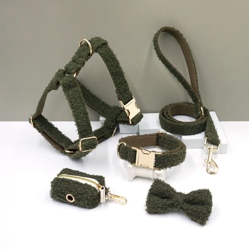Fleece Leash Teddy Bear Small And Medium Special Walking Chain Dog Neck Collar_voghion.com