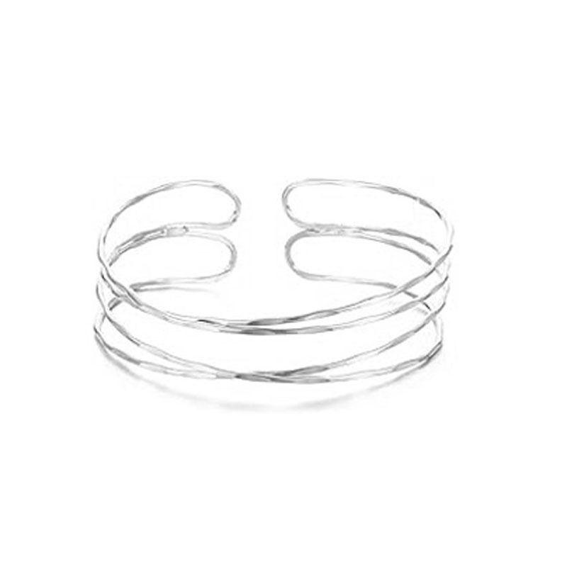 Braccialetto geometrico regolabile aperto da donna, versatile, con linea di gioielli da mano_voghion.com