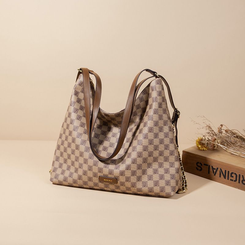 Nuova borsa a tracolla in vera pelle, grande capacità, alla moda, a tracolla singola, borsa tote testurizzata, leggera e casual._voghion.com