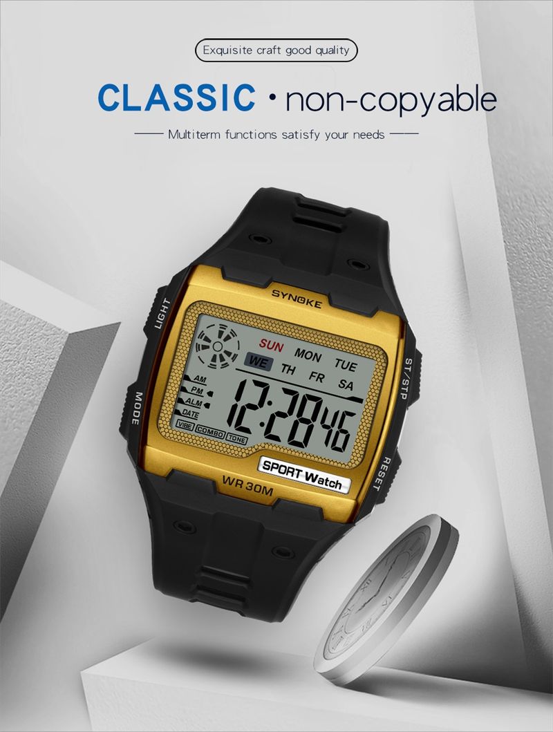 Orologio sportivo da uomo, militare, quadrato, digitale, orologio elettronico da uomo, LED, allarme, orologio da polso impermeabile, Dropshipping, nuovo_voghion.com