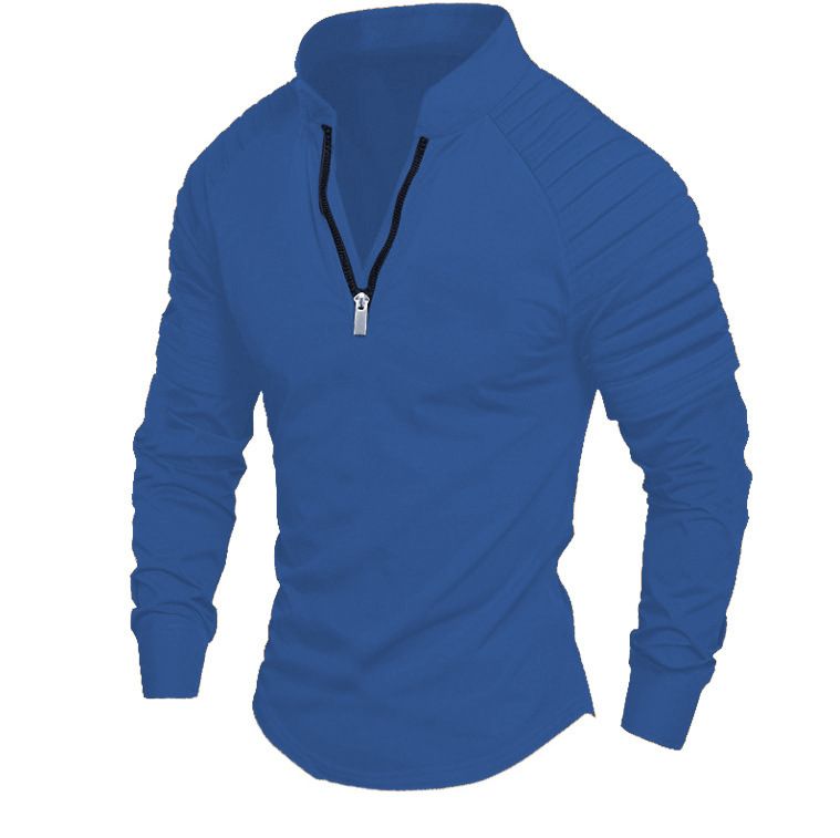 Men's Performance Stripe Zip-Neck T-Shirt – Moisture-Wicking Long Sleeve Workout Top For Gym & Streetwear_voghion.com