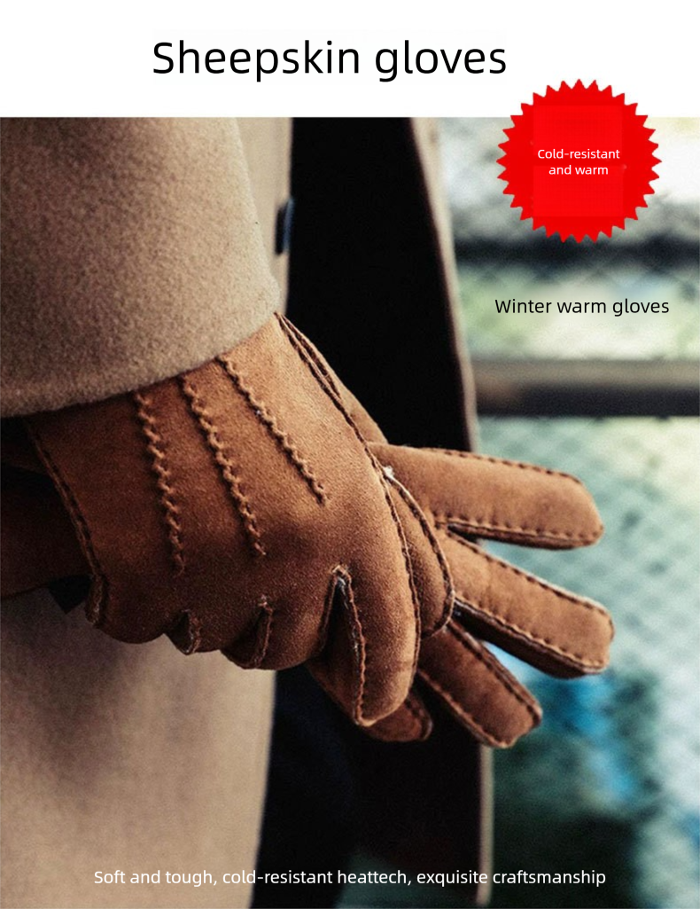 Guanti in pelle di pecora per uomo e donna, caldi, invernali, spessi, resistenti al freddo, per motociclisti_voghion.com