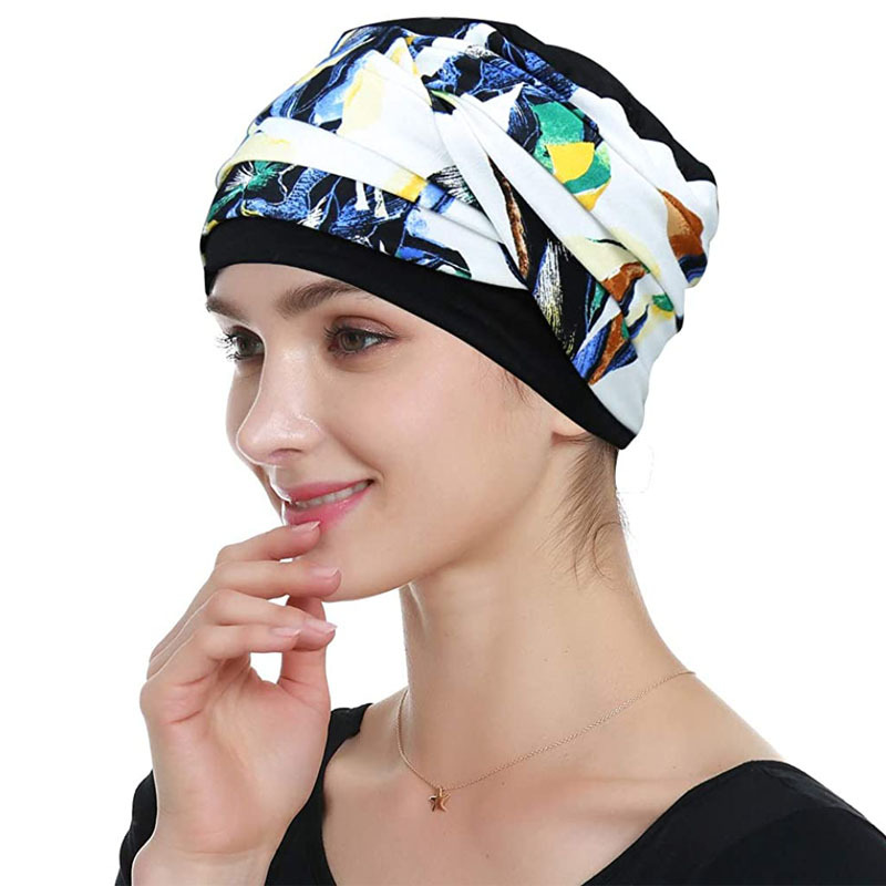 New Hexagon Ladies Heap Cap Solid Color Muslim Baotou Cap Bamboo Folded Cap_voghion.com