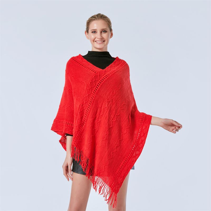 2023 loose tassel cape shawl pullover autumn/winter knitted jacket bat sweater for women_voghion.com