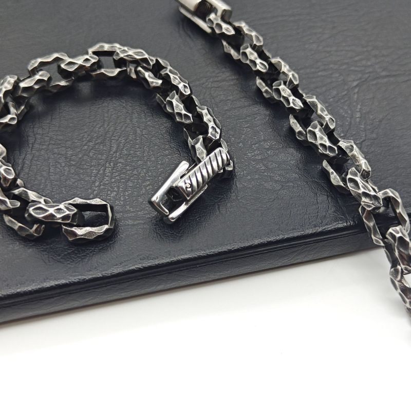 Bracciale cubano martellato unico e audace in acciaio inossidabile da uomo, stile Hip Hop_voghion.com