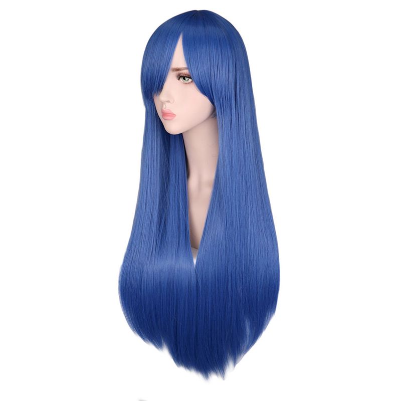 Kuum müük Pikk Sirge Cosplay Parukas Must Lilla Roosa Sinine Hõbehall Blond Valge Oranž Pruun Sünteetilised Juuksed Parukad_voghion.com