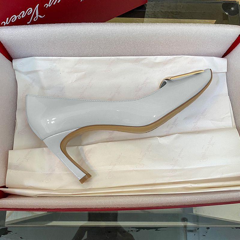 【High Version Special Price】RV Classic Square Buckle Flat Shoes Pure Handmade Genuine Leather Women's High Heels_voghion.com