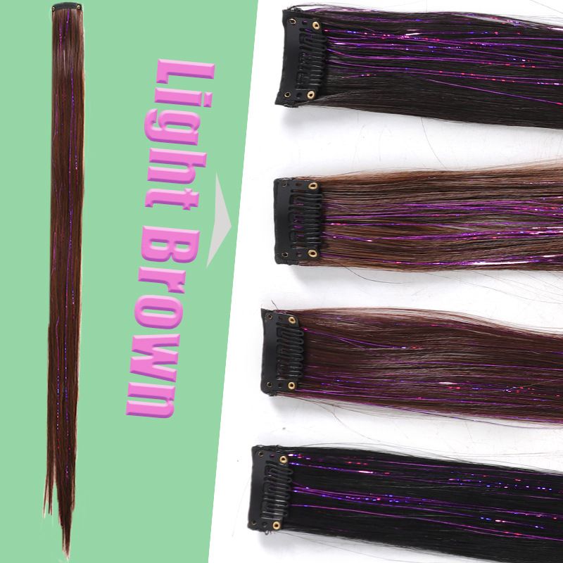 Parrucca clip capelli filo oro pendente orecchio parrucca filo oro colore pezzo di capelli laser un pezzo 60cm10g_voghion.com