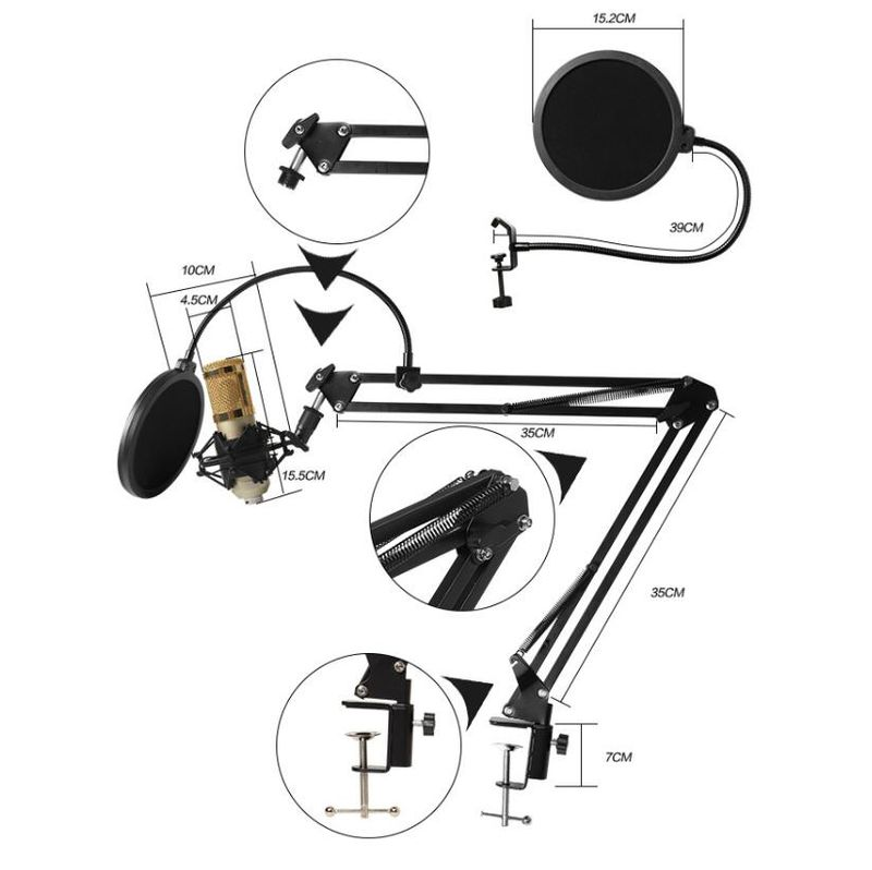Professionelles Mikrofon BM 800 Karaoke-Kondensator-Kits Bundle Mikrofon für Computerstudio_voghion.com