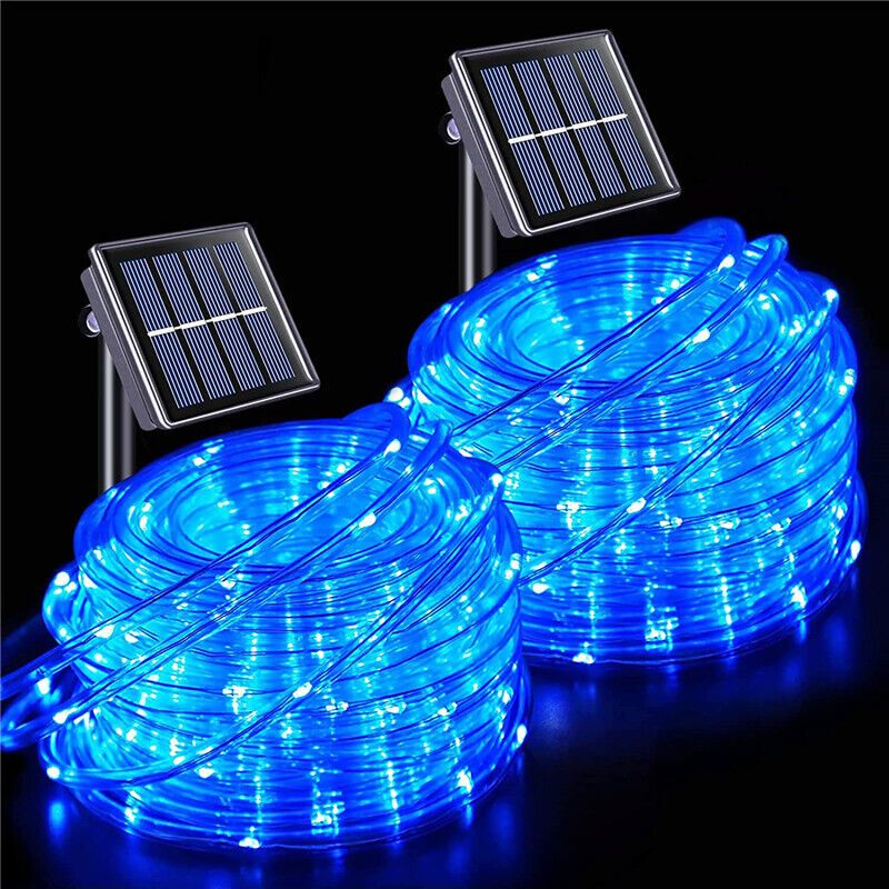 12M 100 LED Solar Rope Tube String Fairy Lights Strip Waterproof Garden Outdoor_voghion.com