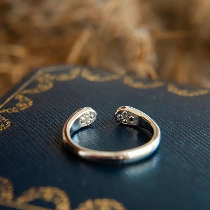 Anello da donna con stampa a forma di artiglio di gatto, in argento, in saldo_voghion.com