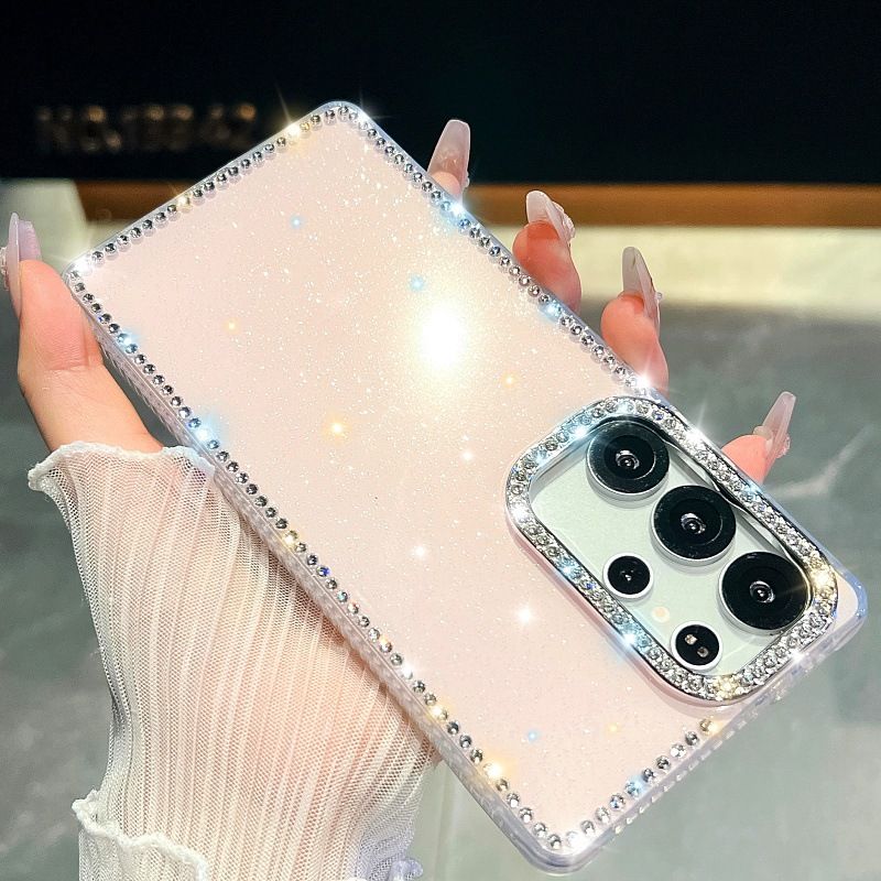 Coque haut de gamme à paillettes et strass pour Samsung S24 Plus, S25 Ultra, A55, A56, couleur unie_voghion.com