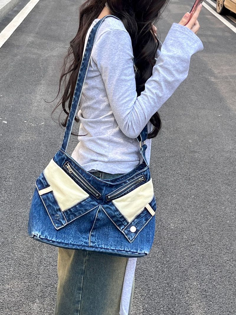 Women's Fashion Washed Denim Shoulder Bag 2025 Spring New Handbag Fashion Hundred Personalized Exquisite Daily Casual_voghion.com