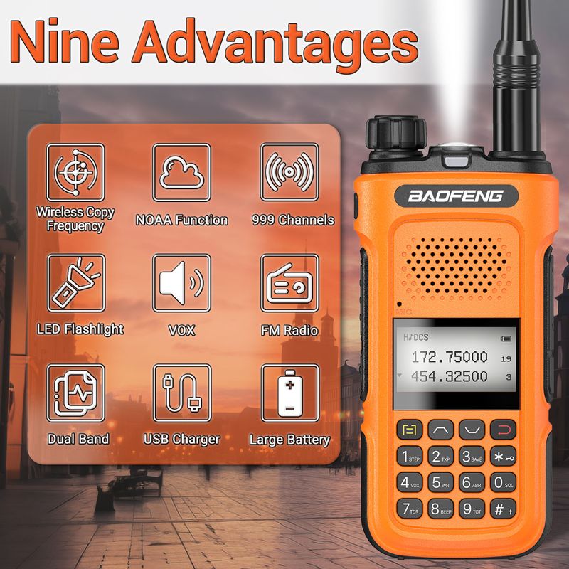 Baofeng UV-10R Pro Walkie Talkie Type-C Charger Wireless Copy Frequency VHF UHF Handheld Two Way Radio 999CH For Travel_voghion.com