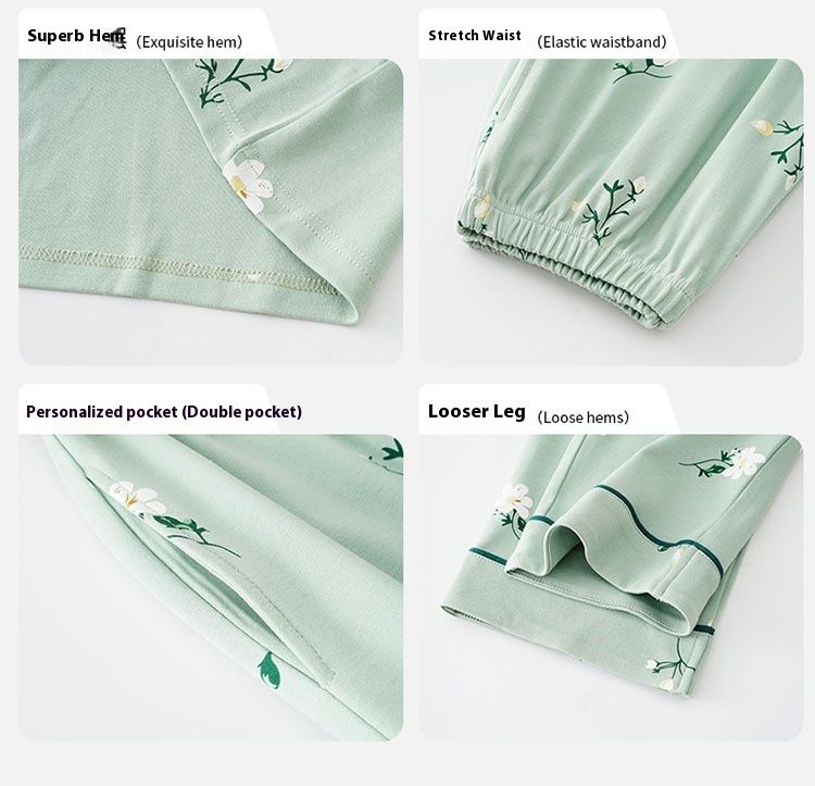 Pajamas for women in spring autumn, pure cotton long sleeved, middle-aged mother's home clothes, fat and plus size, can_voghion.com